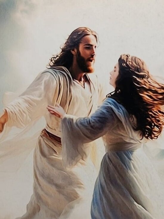 A Touch of The Exquisite Other - 4x4 Jesus in Heaven‎ Wall Art Watercolor Oil Painting Print